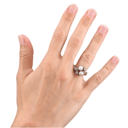 Bague Toi & Moi en or rose, perles et diamants - Castafiore