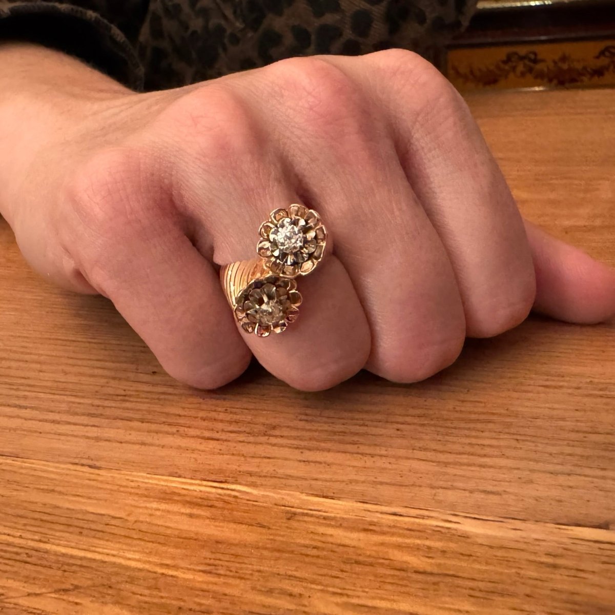 Bague Toi & Moi en or rose, platine et diamants - Castafiore