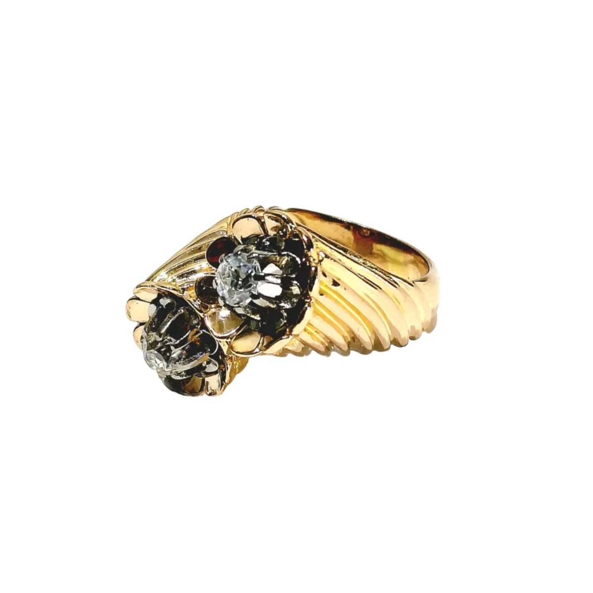 Bague Toi & Moi en or rose, platine et diamants - Castafiore