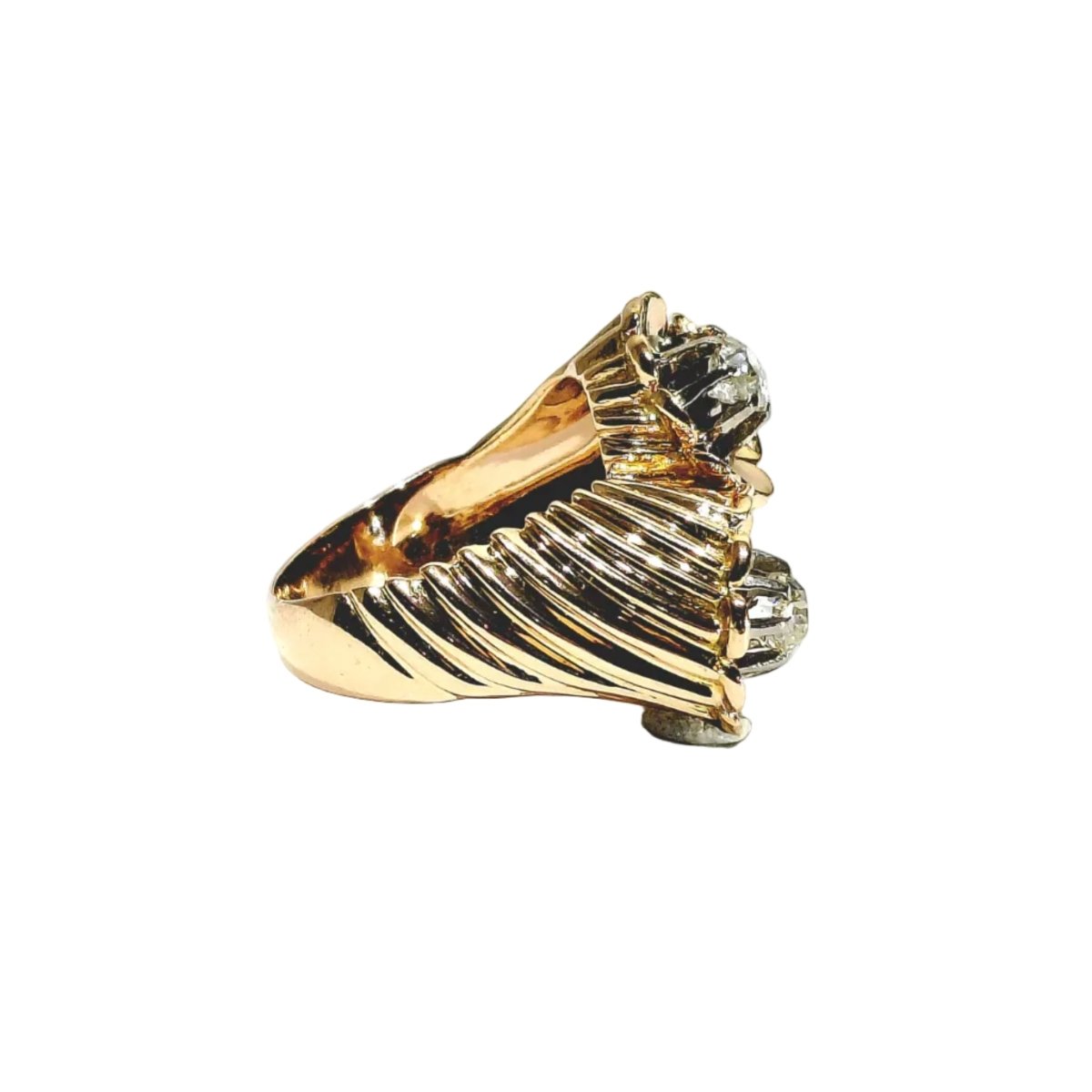 Bague Toi & Moi en or rose, platine et diamants - Castafiore