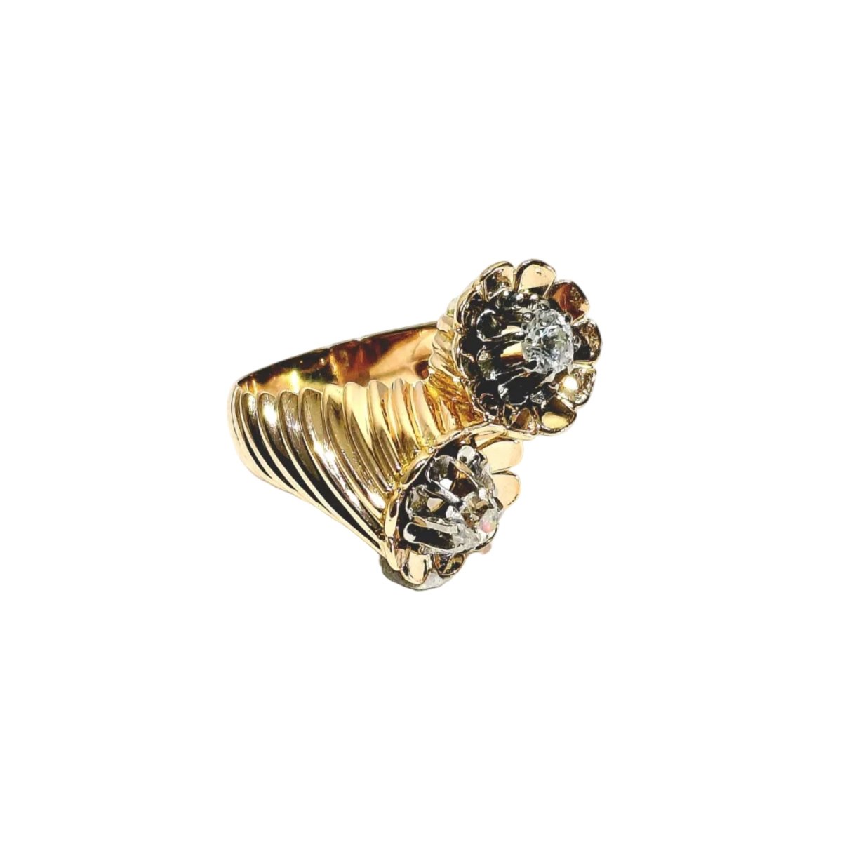 Bague Toi & Moi en or rose, platine et diamants - Castafiore