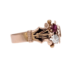 Bague Toi & Moi en or rose, rubis et diamant - Castafiore