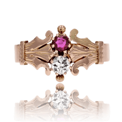 Bague Toi & Moi en or rose, rubis et diamant - Castafiore