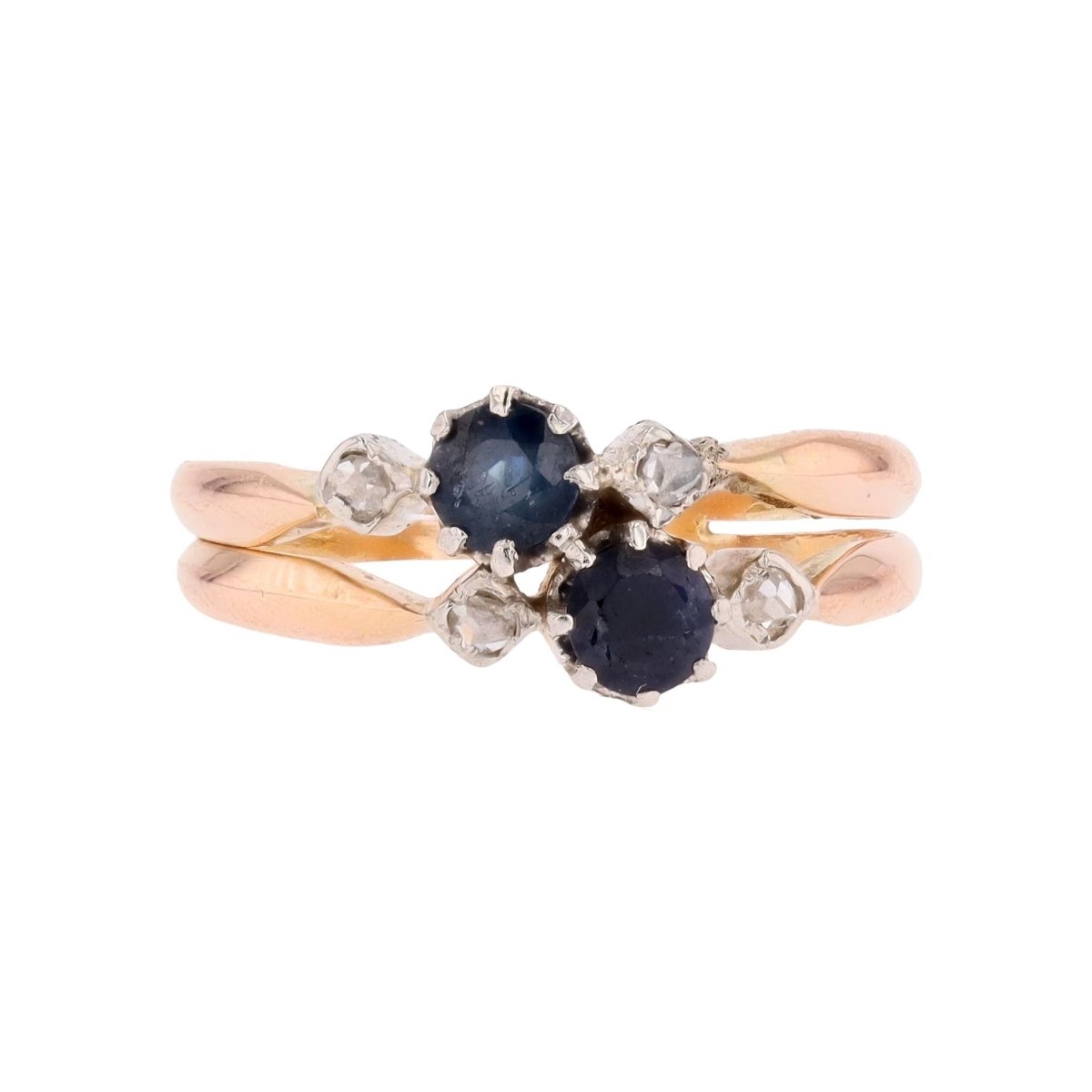Bague Toi & Moi en or rose, saphirs et diamants - Castafiore