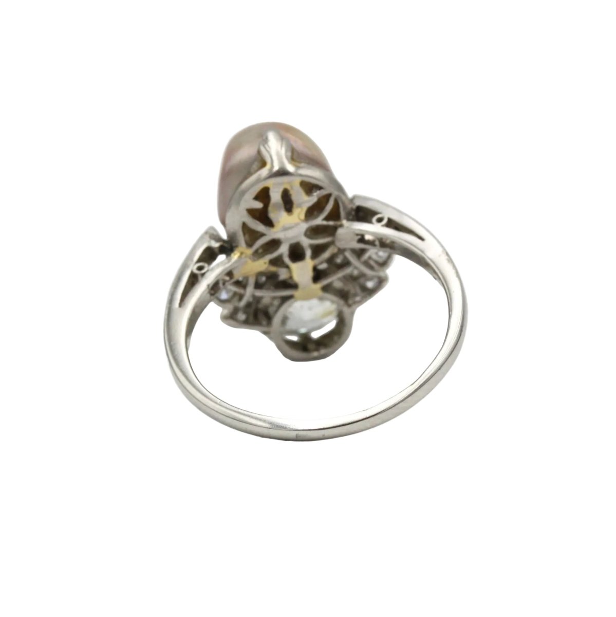 Bague Toi & Moi en platine, perle et diamants - Castafiore