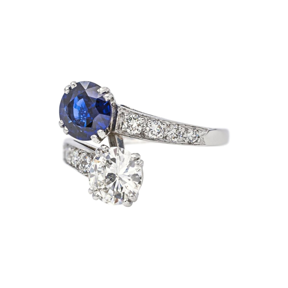 Bague Toi & Moi en platine, saphir et diamants - Castafiore