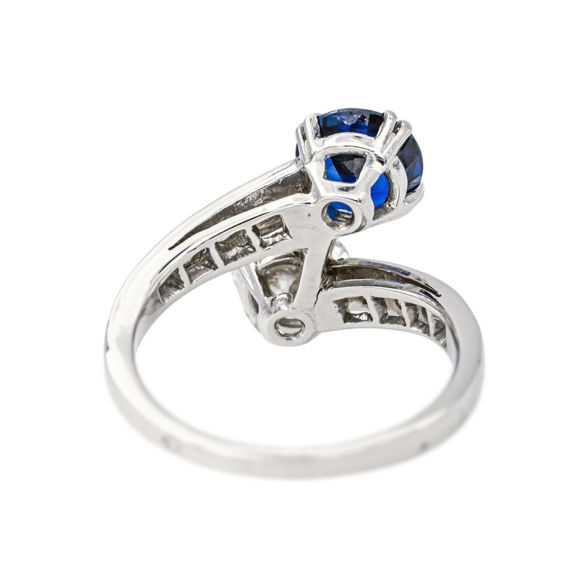 Bague Toi & Moi en platine, saphir et diamants - Castafiore