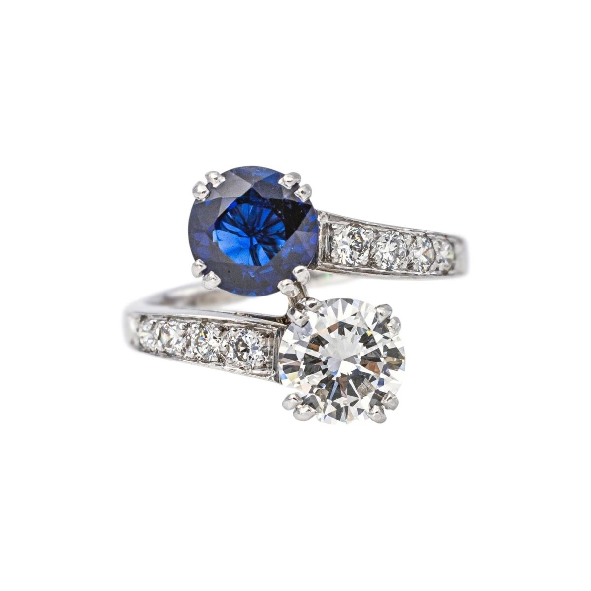 Bague Toi & Moi en platine, saphir et diamants - Castafiore