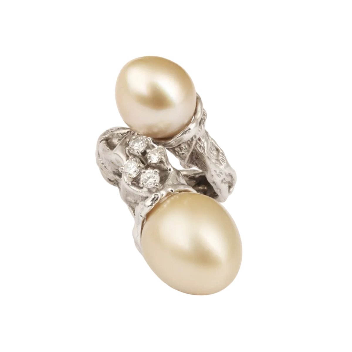 Bague Toi & Moi GILBERT ALBERT en or blanc, perles et diamants - Castafiore
