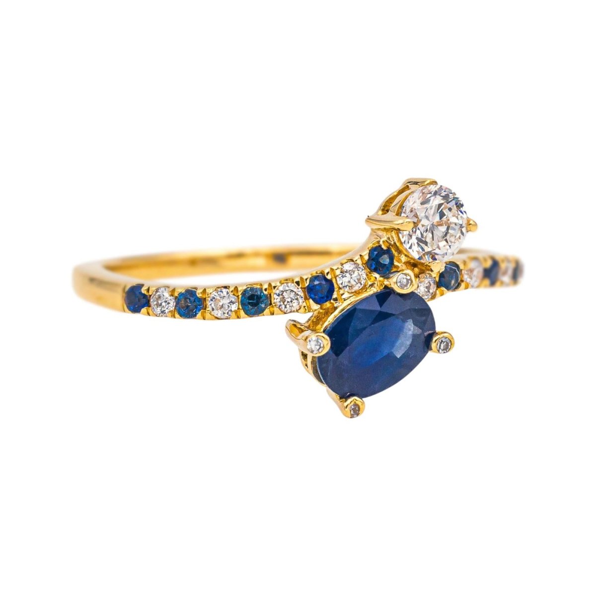 Bague Toi & Moi MAUBOUSSIN "Duo d'amour" en or jaune, saphir et diamants - Castafiore