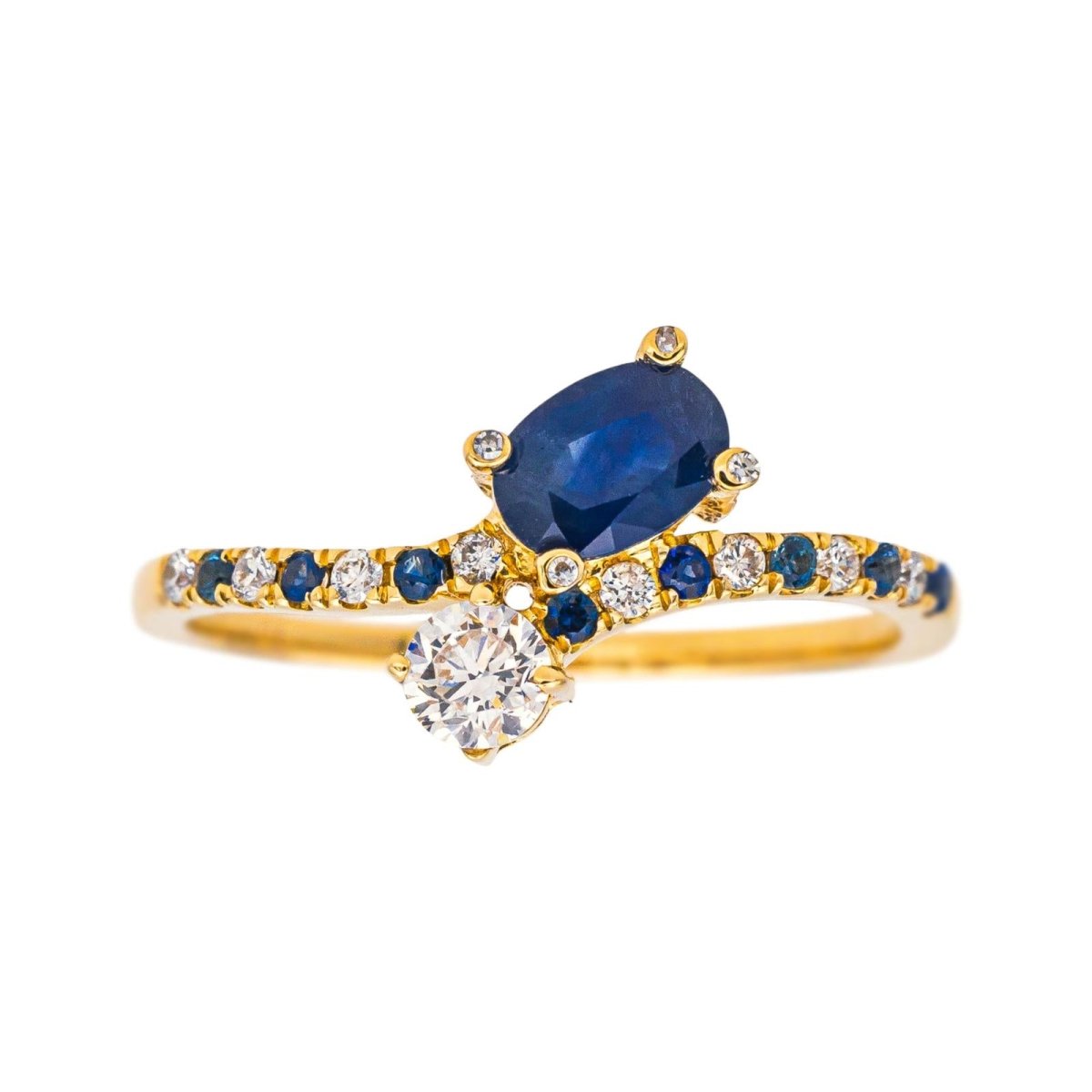 Bague Toi & Moi MAUBOUSSIN "Duo d'amour" en or jaune, saphir et diamants - Castafiore