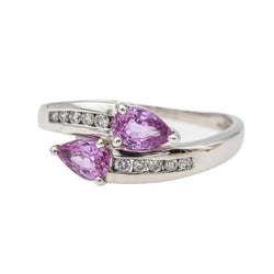 Bague Toi & Moi Or blanc Saphir rose - Castafiore