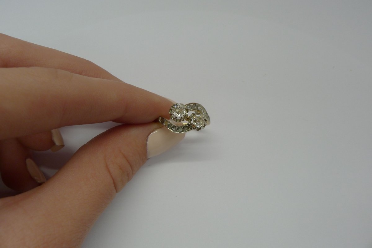 Bague Toi & Moi Or et diamants Vintage - Castafiore