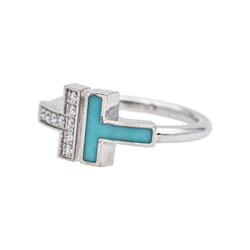 Bague Toi & Moi TIFFANY & CO "Tiffany T." en or blanc et diamants - Castafiore
