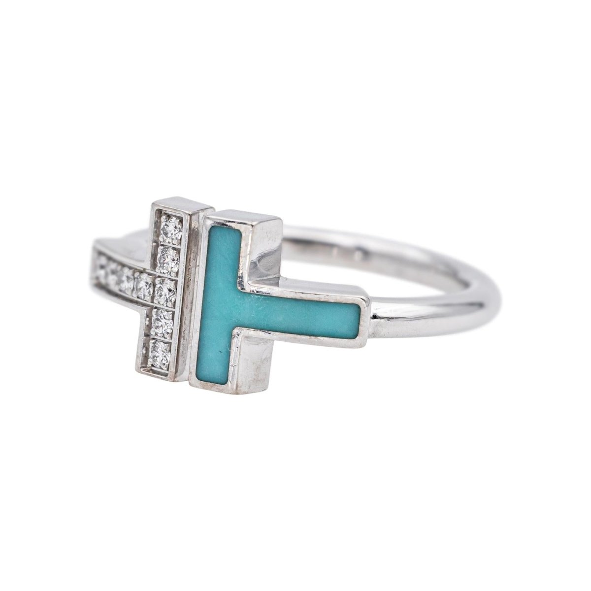 Bague Toi & Moi TIFFANY & CO "Tiffany T." en or blanc et diamants - Castafiore