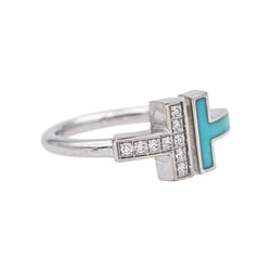 Bague Toi & Moi TIFFANY & CO "Tiffany T." en or blanc et diamants - Castafiore