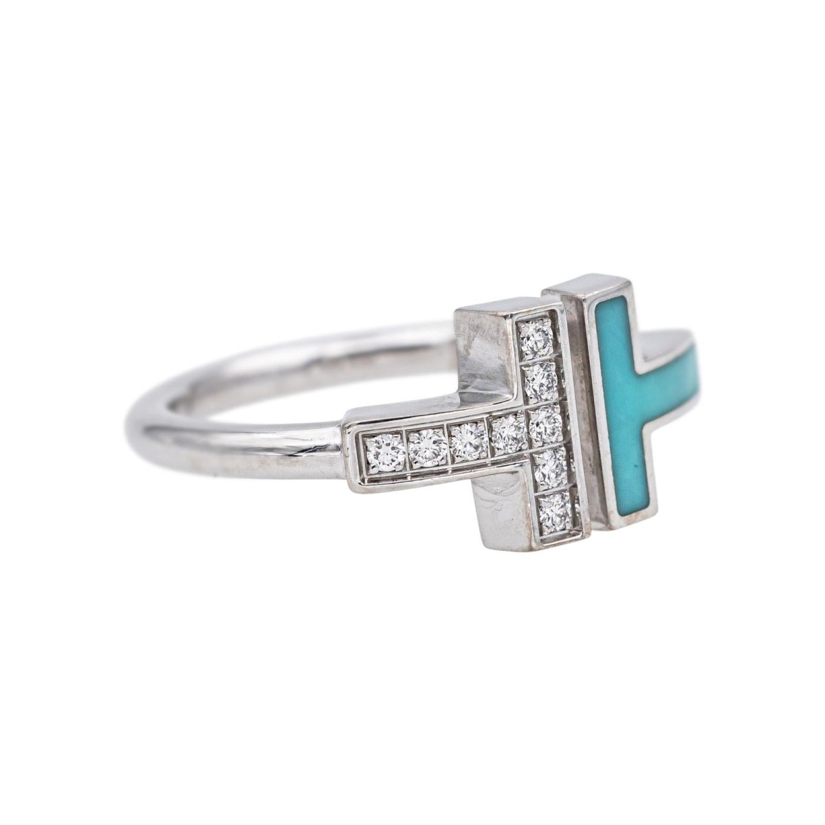 Bague Toi & Moi TIFFANY & CO "Tiffany T." en or blanc et diamants - Castafiore