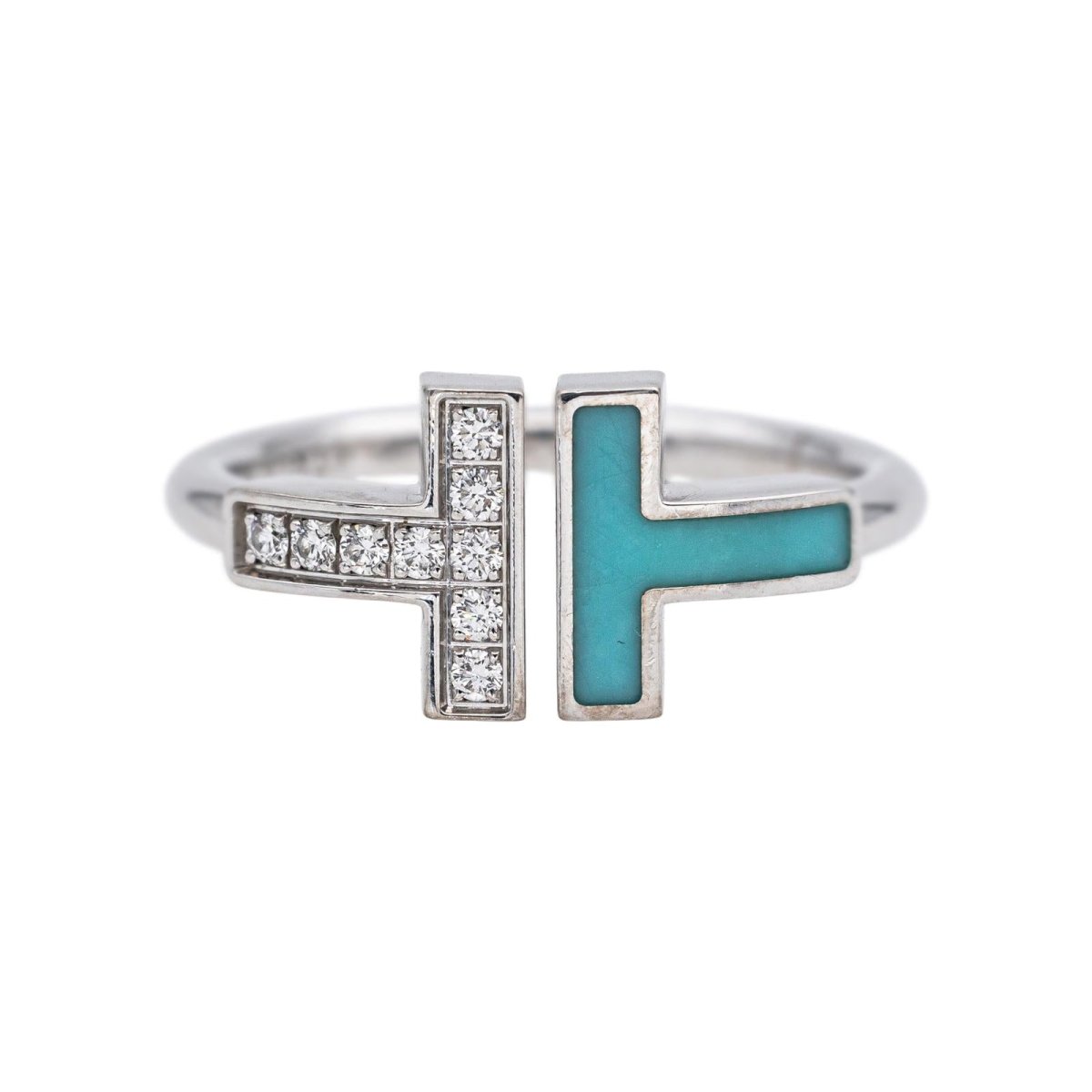 Bague Toi & Moi TIFFANY & CO "Tiffany T." en or blanc et diamants - Castafiore