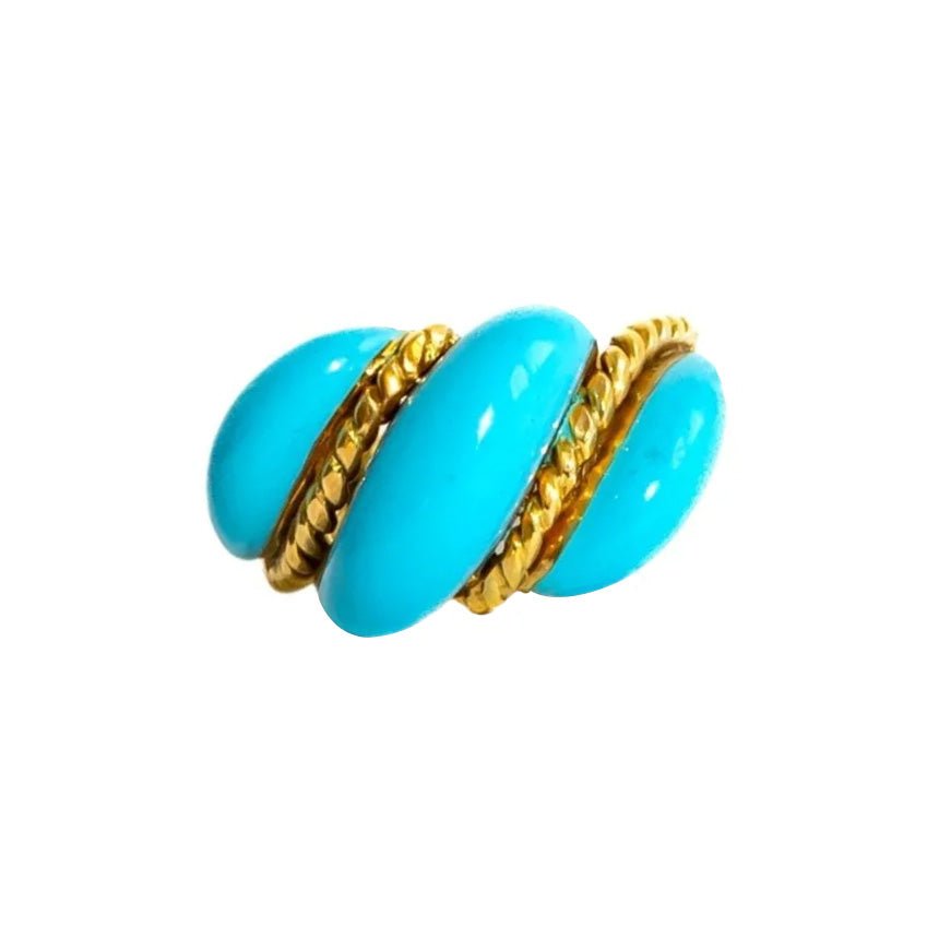 Bague torsadé en or jaune et émail - Castafiore
