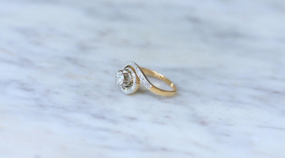 Bague Tourbillon Diamant Or Jaune et Platine - Castafiore