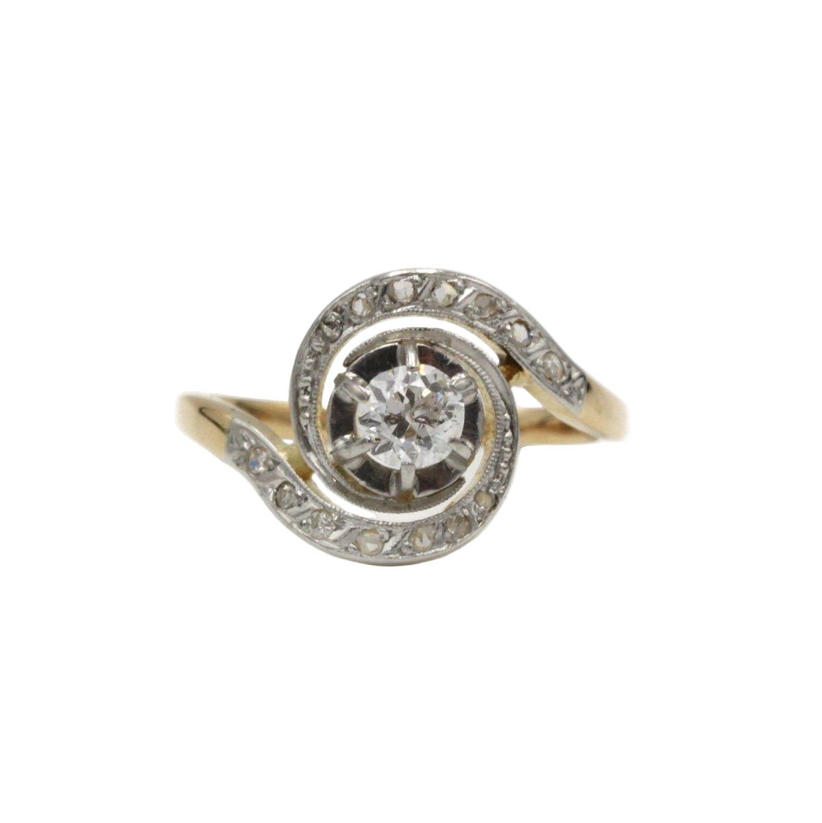 Bague TOURBILLON en or jaune et blanc et diamants - Castafiore