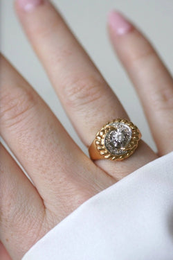 Bague tourbillon vintage or rose et diamants - Castafiore