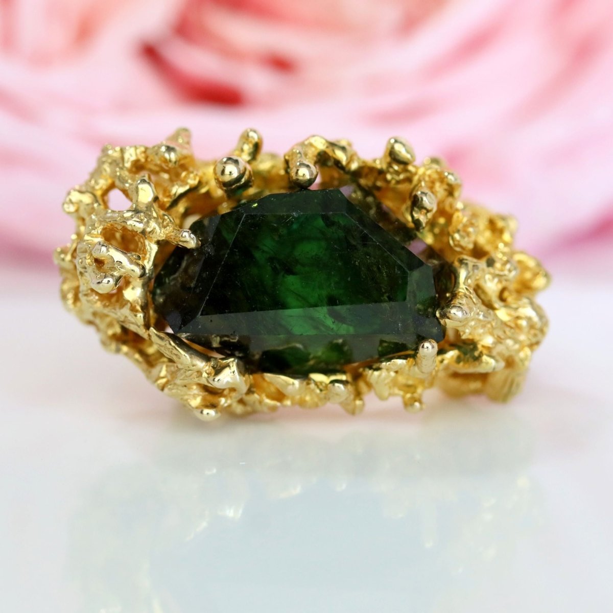 Bague tourmaline brute en or jaune - Castafiore