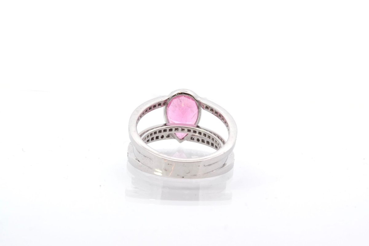 Bague tourmaline et diamants en or blanc 18k - Castafiore