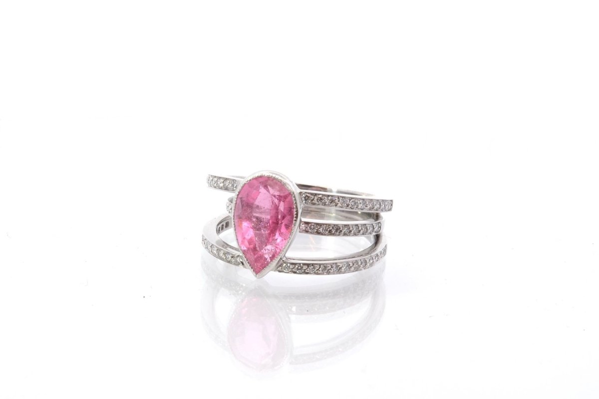 Bague tourmaline et diamants en or blanc 18k - Castafiore