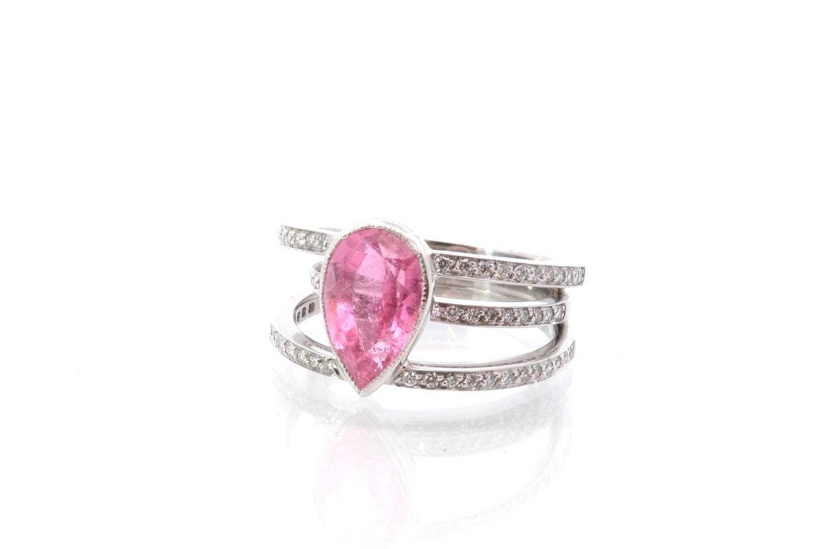 Bague tourmaline et diamants en or blanc 18k - Castafiore