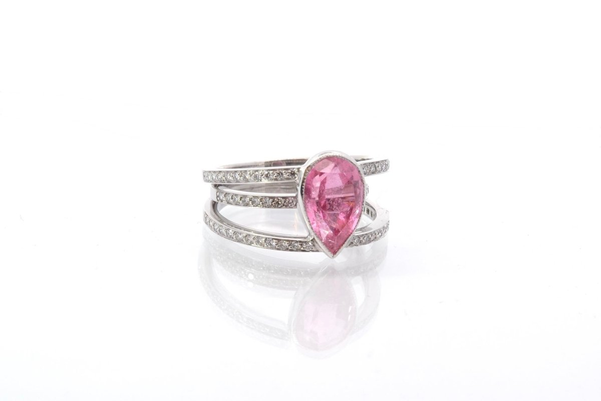 Bague tourmaline et diamants en or blanc 18k - Castafiore