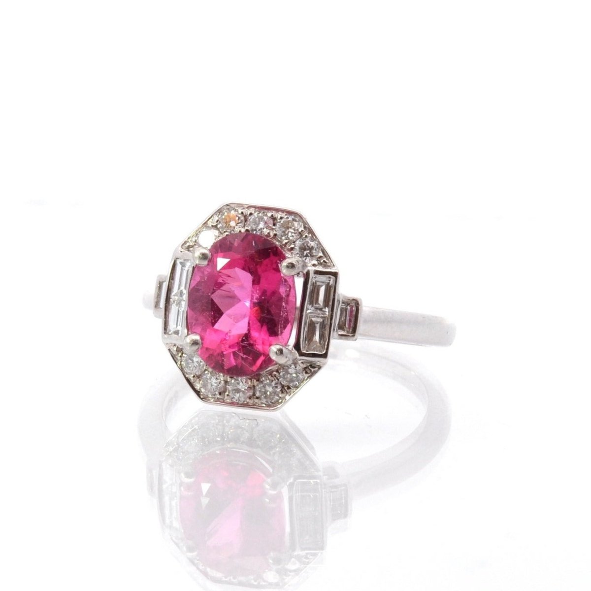 Bague tourmaline et diamants en or blanc - Castafiore