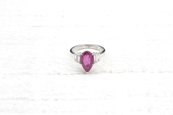 Bague tourmaline poire et diamants en or blanc 18k - Castafiore