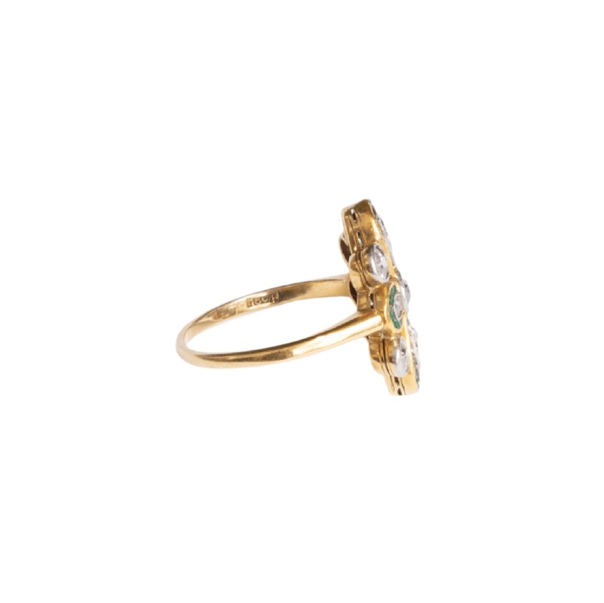 Bague Trèfle en or jaune, émeraudes et diamants - Castafiore