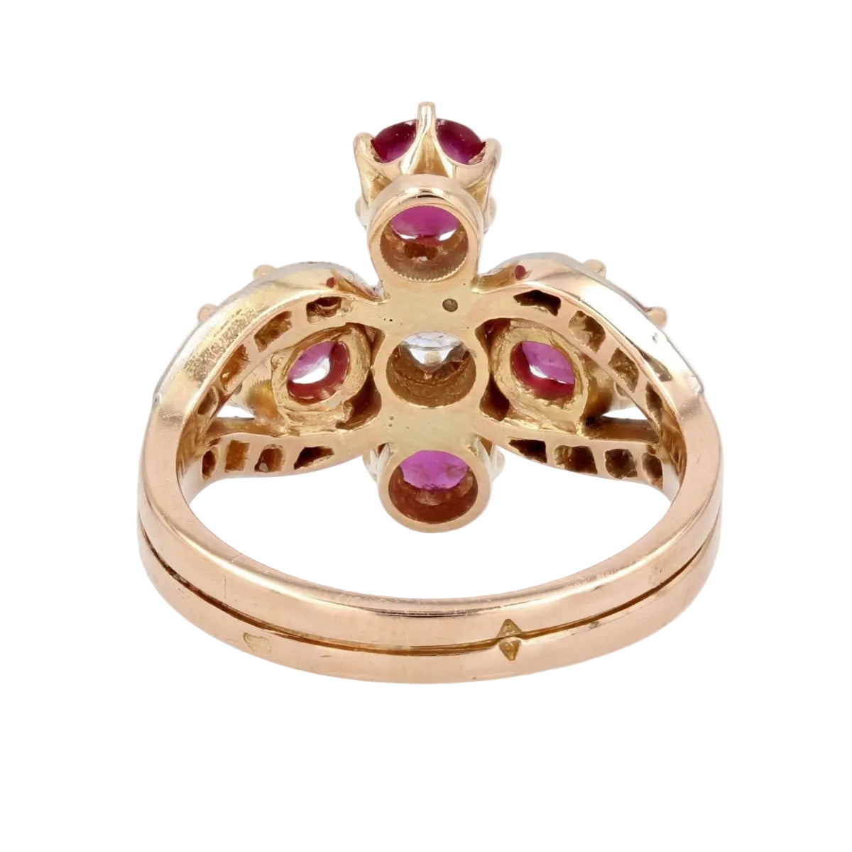 Bague trèfle rubis et diamants - Castafiore