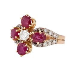 Bague trèfle rubis et diamants - Castafiore