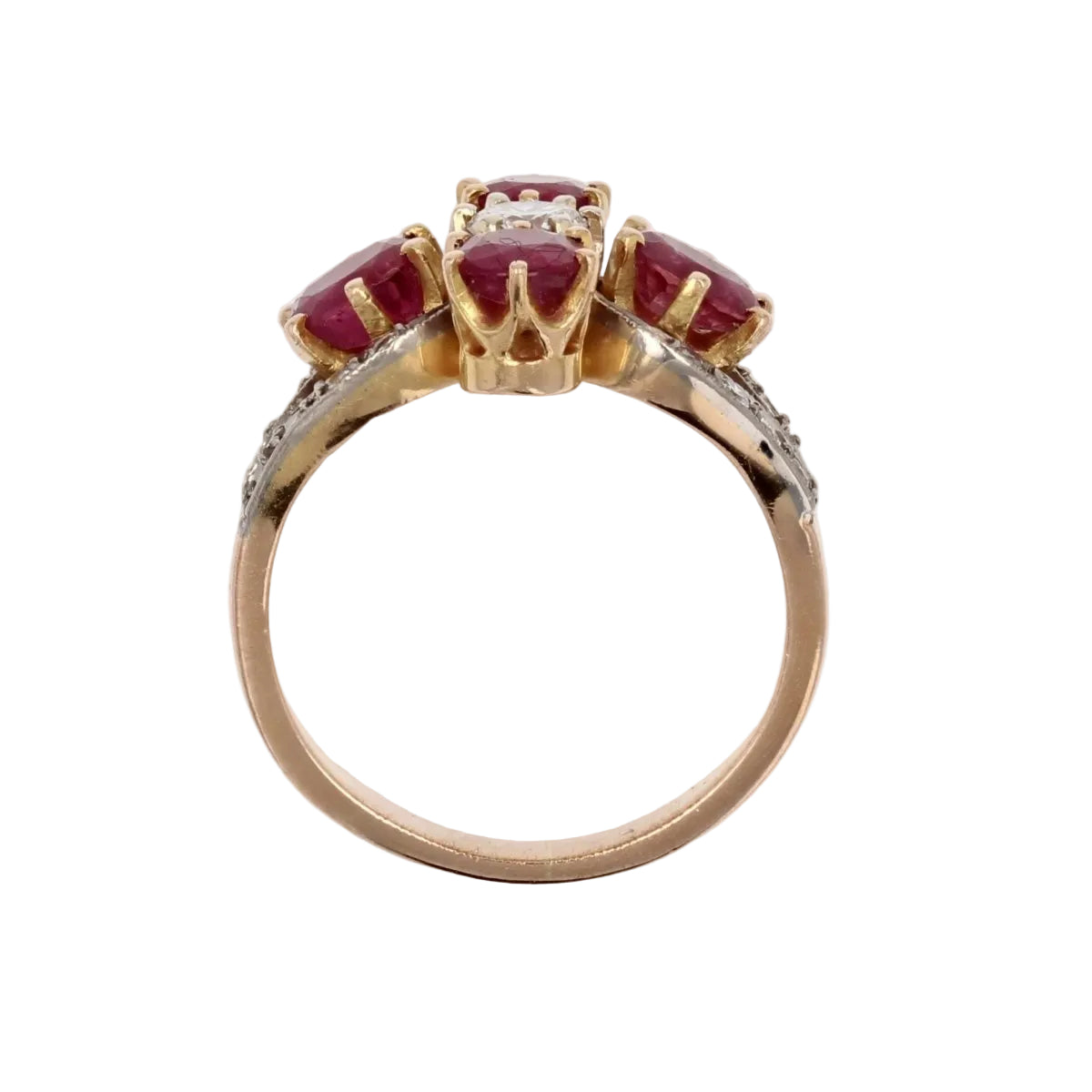 Bague trèfle rubis et diamants - Castafiore