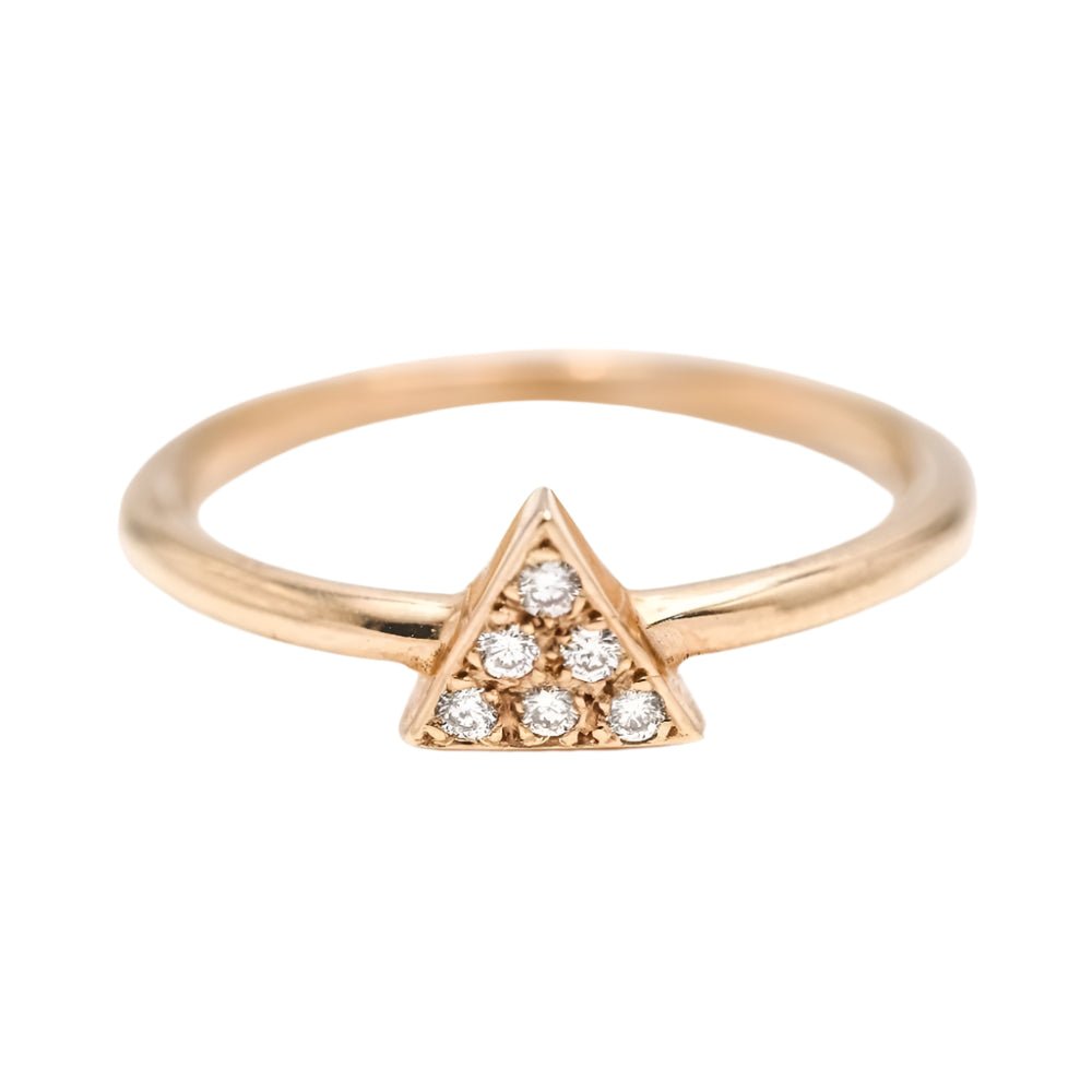 Bague triangle en or rose et diamants - Castafiore