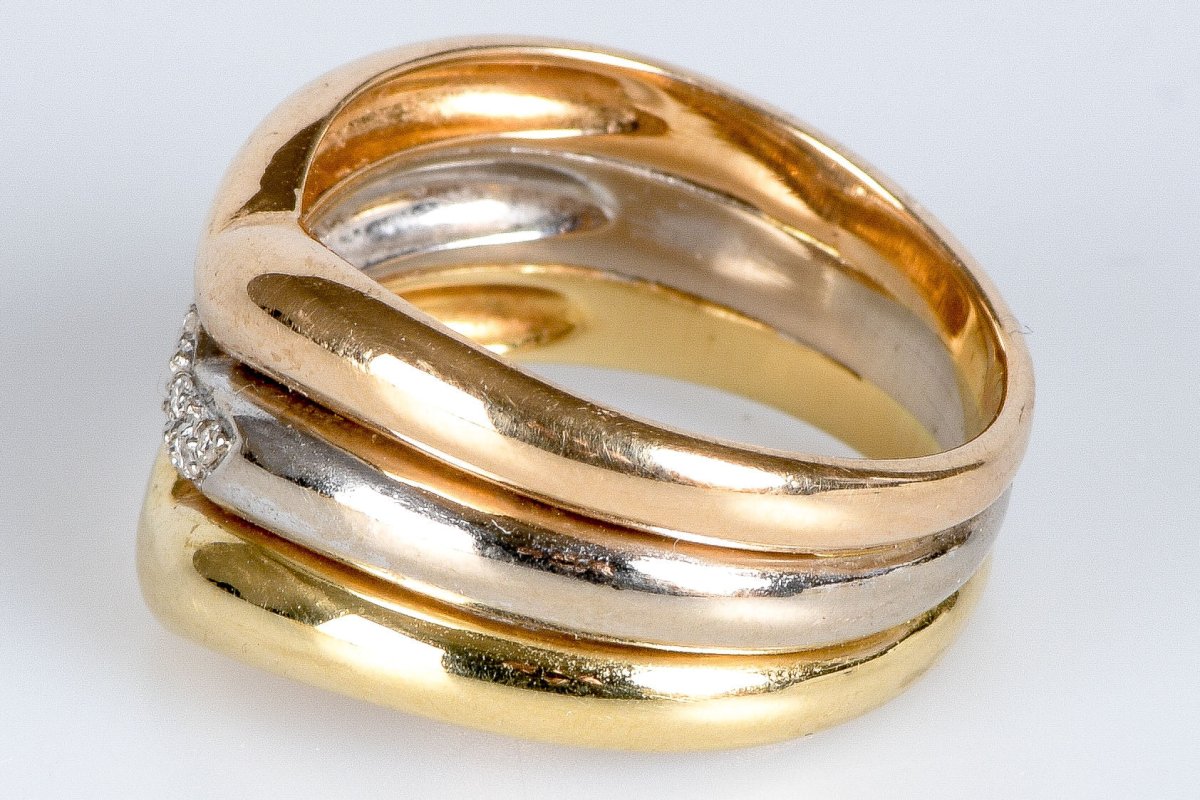 Bague Tricolore 18 carats ornés de diamants - Castafiore