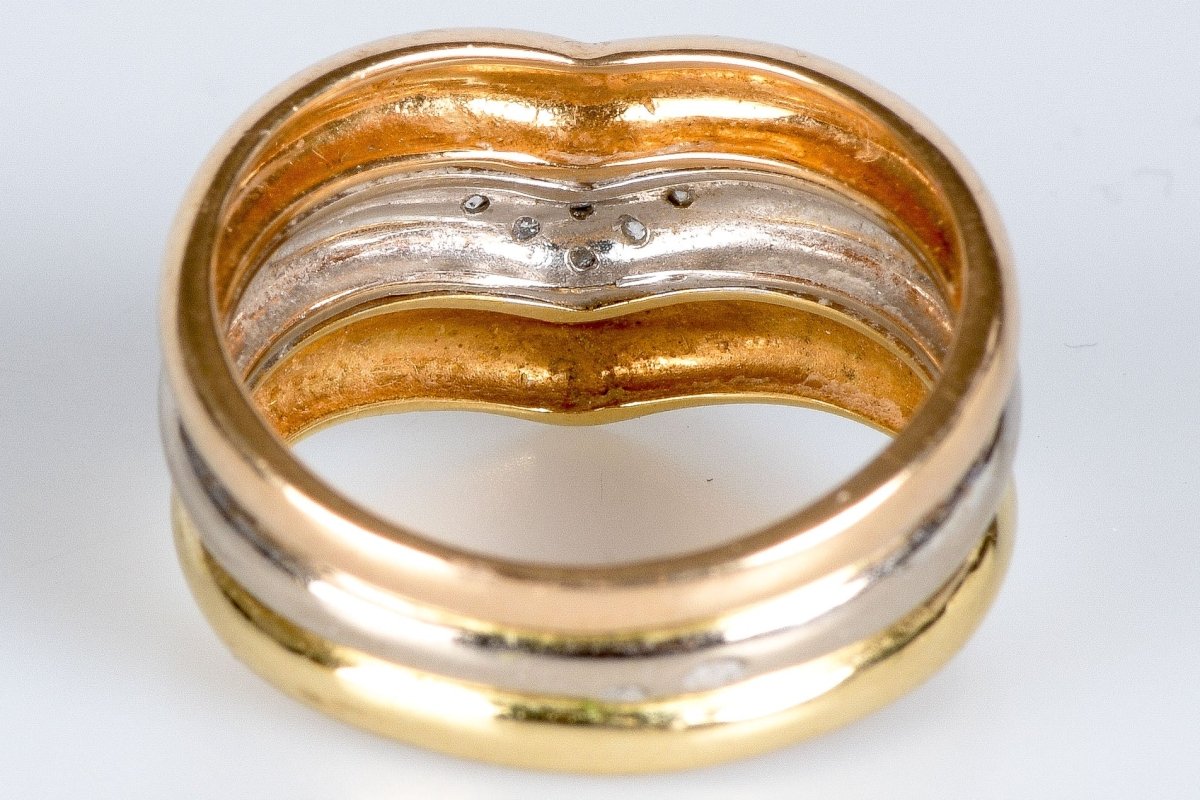 Bague Tricolore 18 carats ornés de diamants - Castafiore