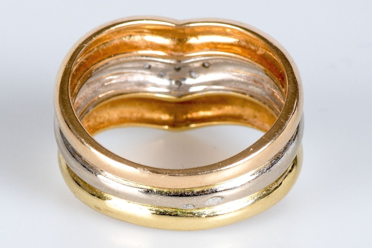 Bague Tricolore 18 carats ornés de diamants - Castafiore