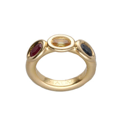 Bague Trilogie CHAUMET en or jaune, saphir et rubis - Castafiore