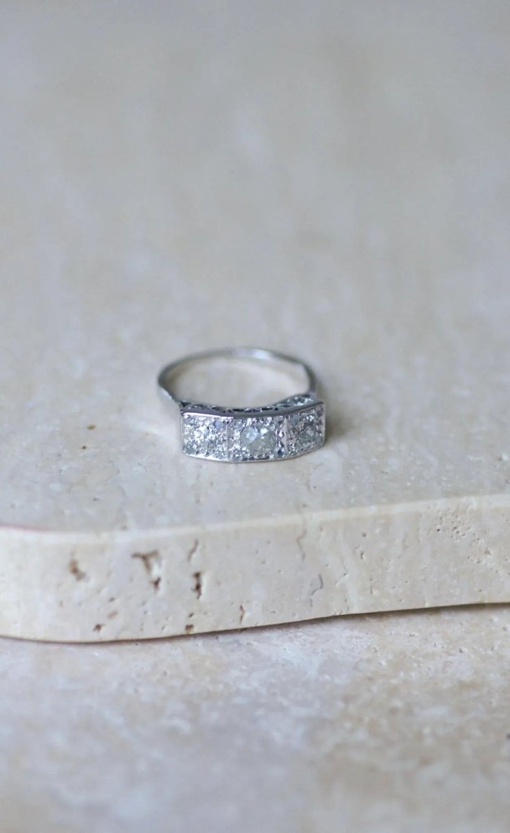 Bague Trilogie Diamants Art Déco - Castafiore