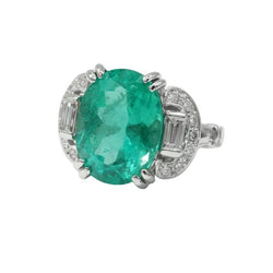 Bague Trilogie en or blanc, émeraude et diamants - Castafiore