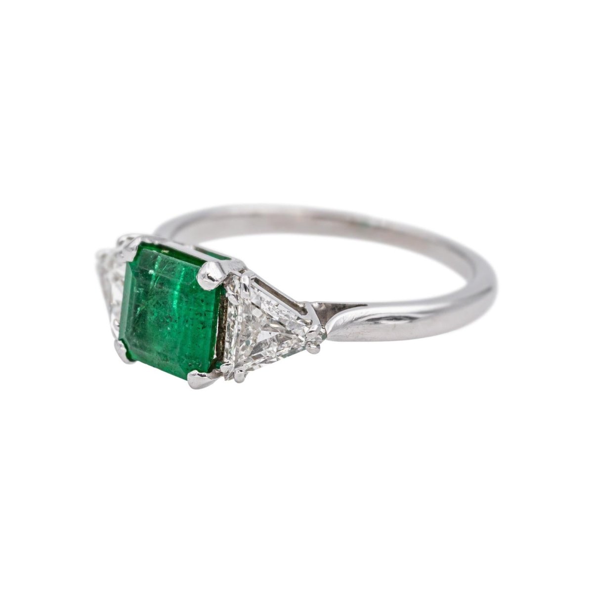 Bague Trilogie en or blanc, émeraude et diamants - Castafiore