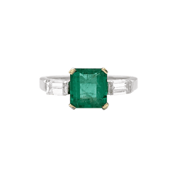 Bague Trilogie en or blanc, or jaune, émeraude et diamants - Castafiore
