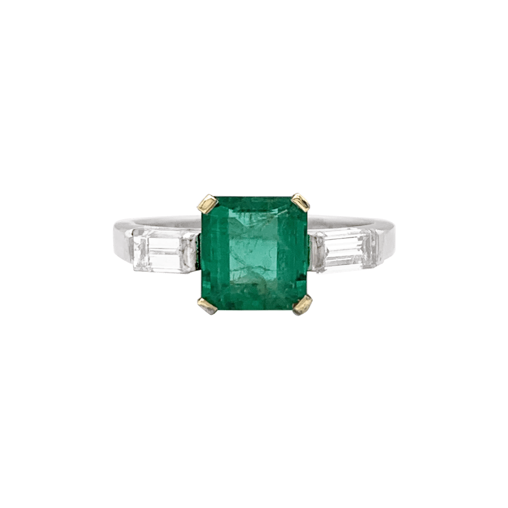 Bague Trilogie en or blanc, or jaune, émeraude et diamants - Castafiore