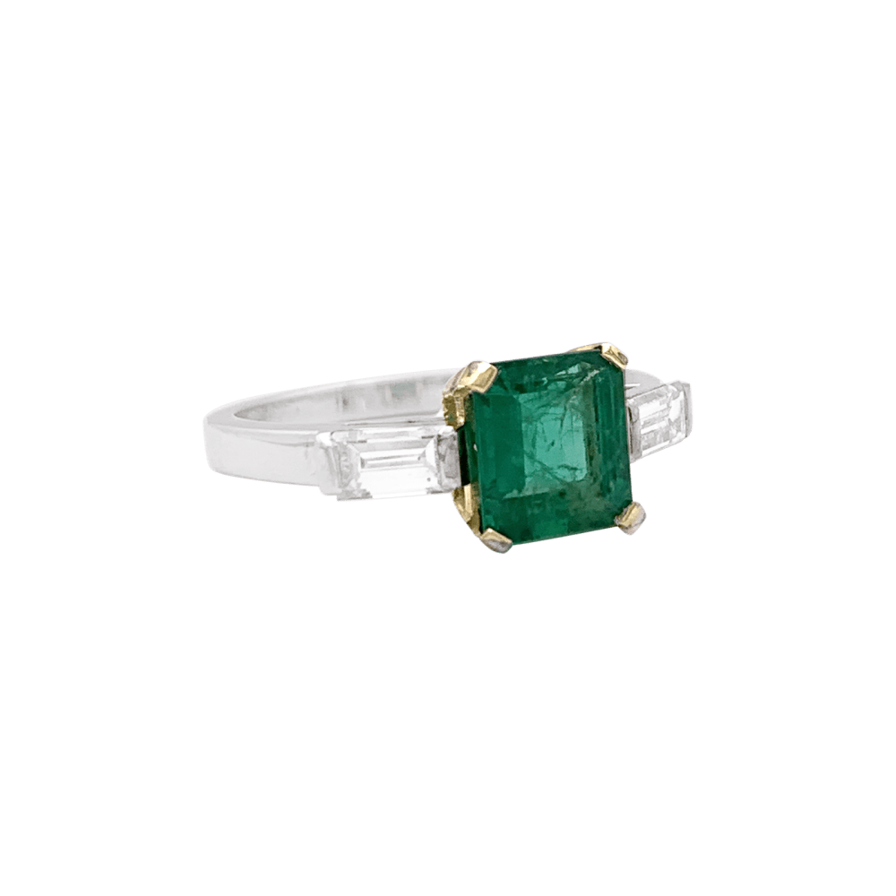 Bague Trilogie en or blanc, or jaune, émeraude et diamants - Castafiore
