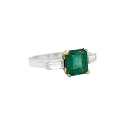 Bague Trilogie en or blanc, or jaune, émeraude et diamants - Castafiore