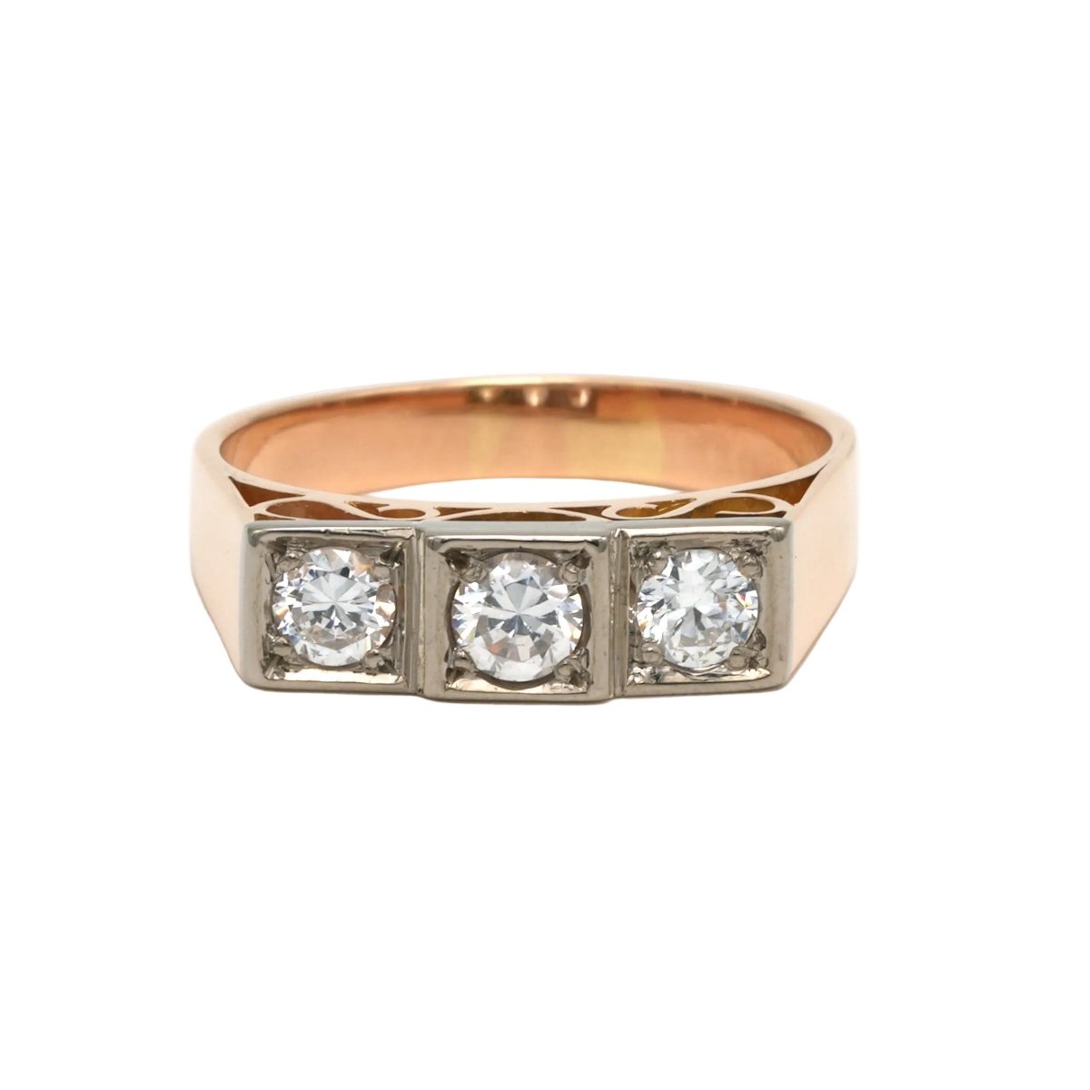 Bague Trilogie en or blanc, or jaune et diamants - Castafiore